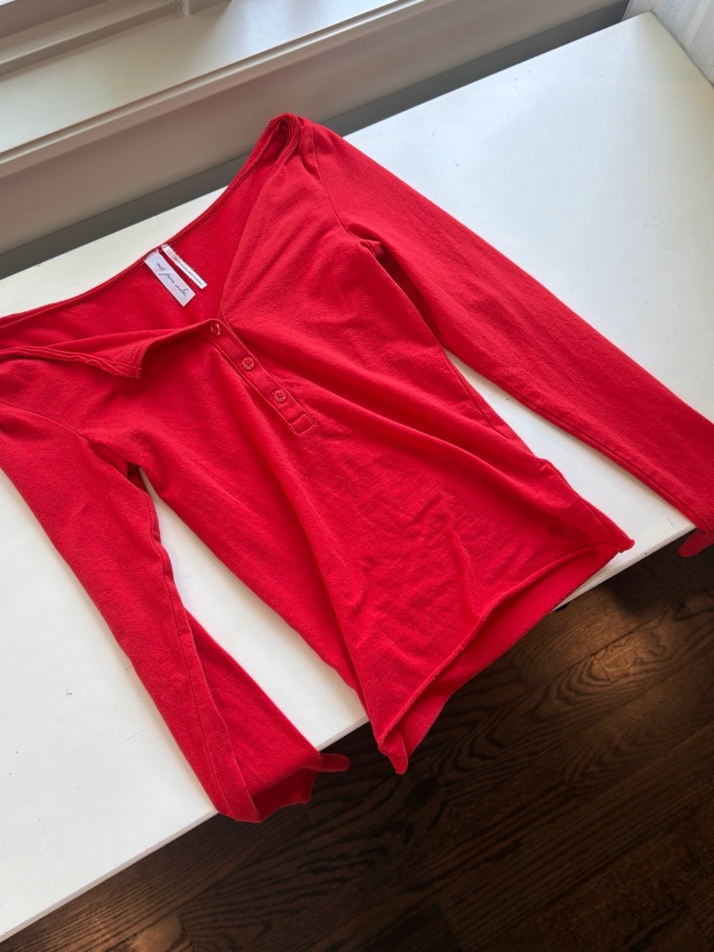 Urban Outfitters Out from Under Red Long Sleeve Button Henley Top size XXS